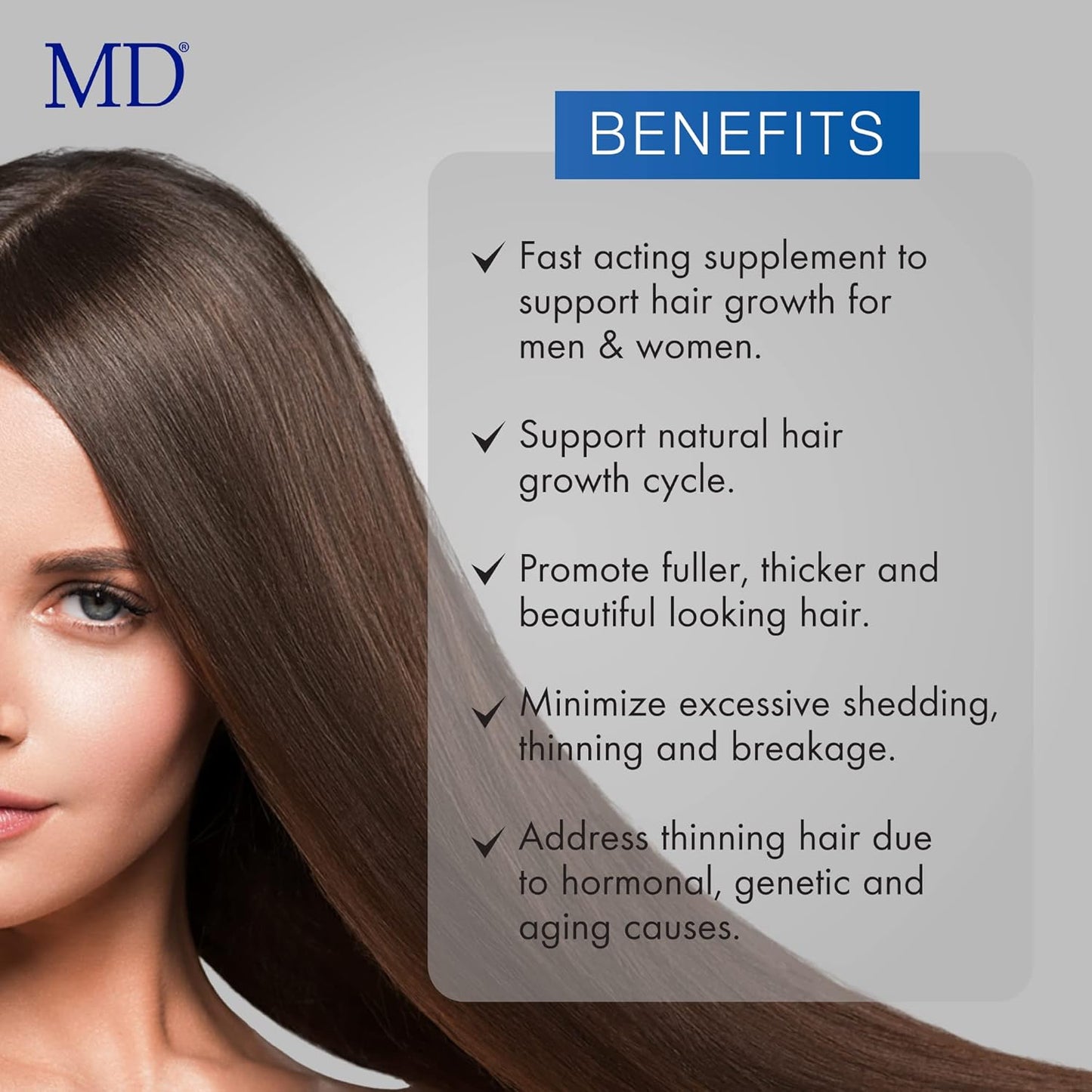 MD Nutri Biotin Hair Growth Supplement - 30 Capsules for Hair Loss, Shedding & Thinning - Promotes Longer, Thicker Hair - Reduce Breakage & Improve Hair Health