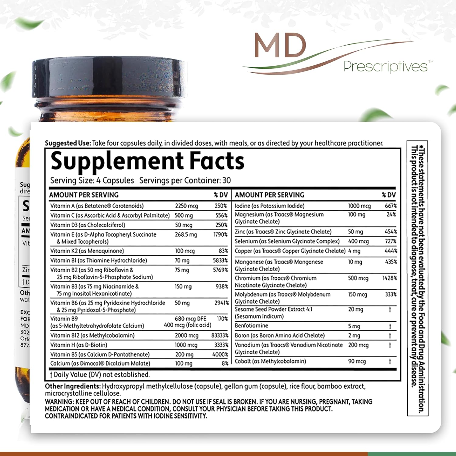 MD Prescriptives Essential Multi (Delayed Release) - 120 Capsules - Multivitamin Mineral Complex Supplement for Hormone Support