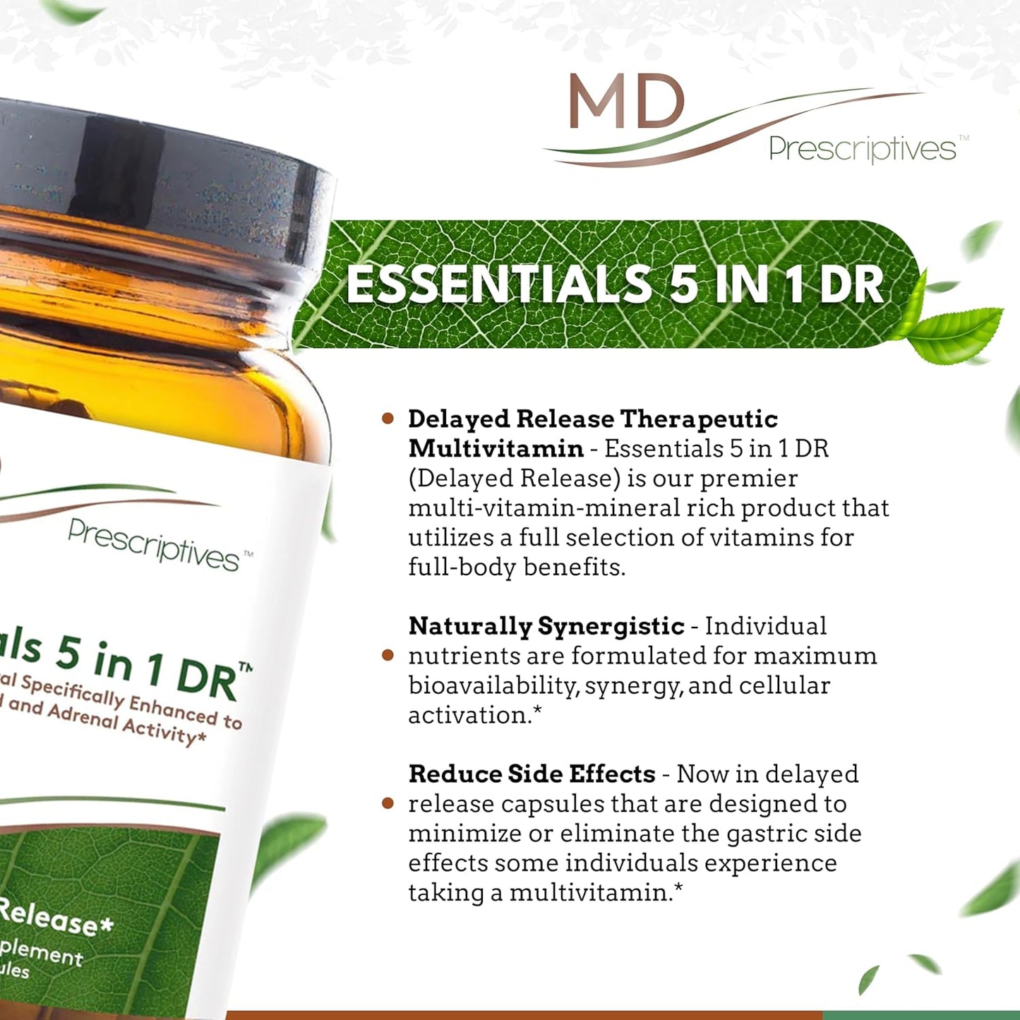 MD Prescriptives Essential Multi (Delayed Release) - 120 Capsules - Multivitamin Mineral Complex Supplement for Hormone Support