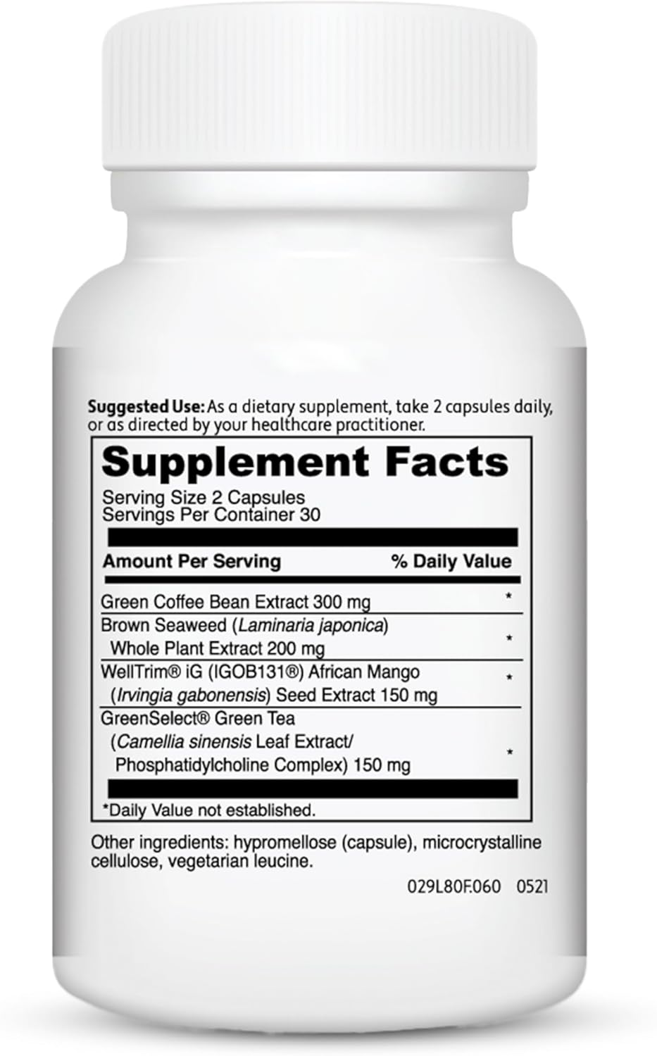 MD Prescriptives Metabolic B MD Dietary Supplement Capsules - Thermogenesis & Metabolism Support - 60 Vegetarian Caps - Mango Seed, Brown Seaweed, Green Tea & Coffee Bean Extracts