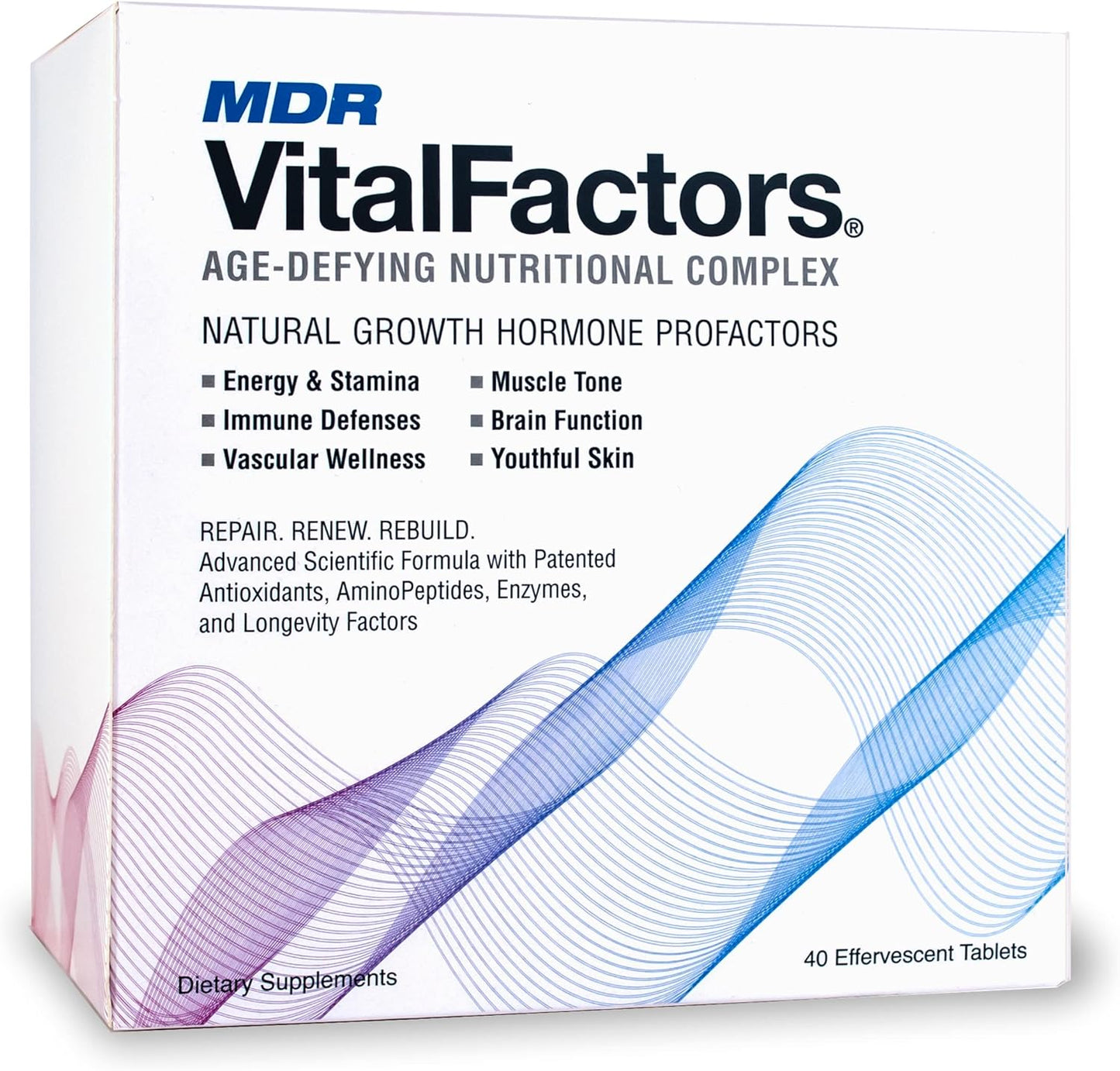 MDR VitalFactors Age-Defying Nutritional Complex - Boost Energy, Vitality, Immune Support - 40 Effervescent Tablets