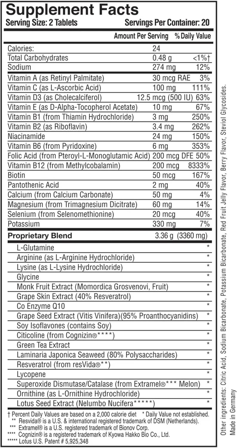 MDR VitalFactors Age-Defying Nutritional Complex - Boost Energy, Vitality, Immune Support - 40 Effervescent Tablets
