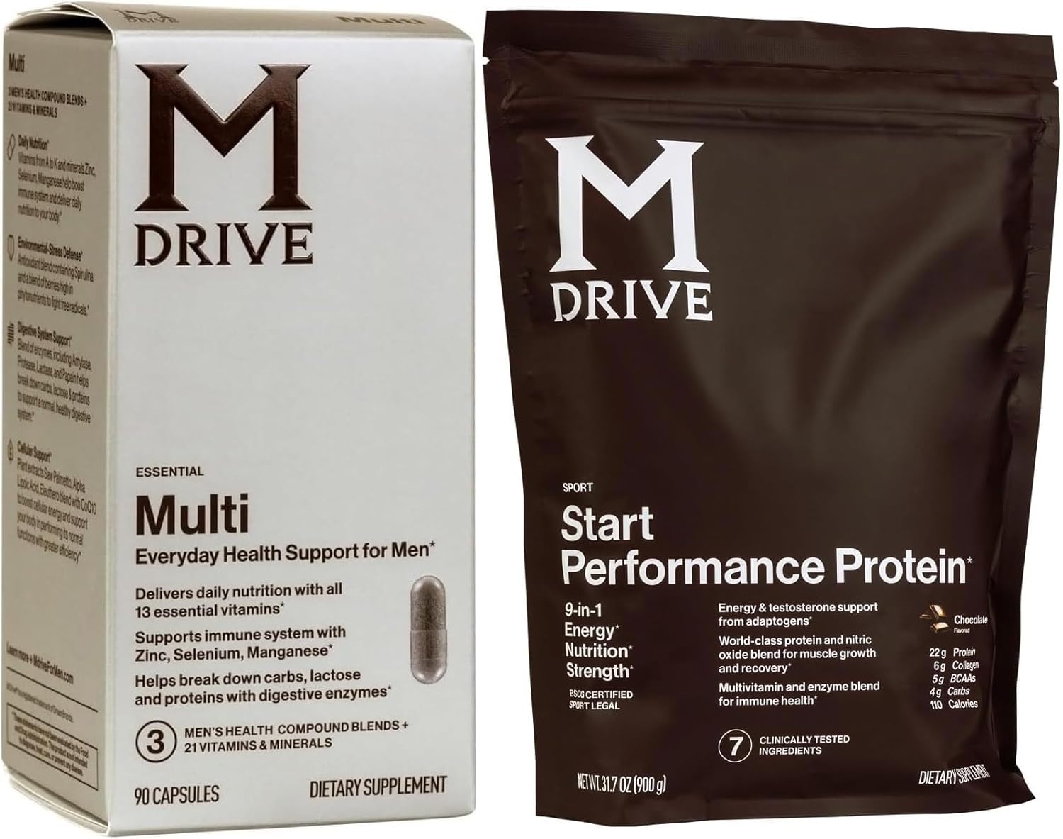 Mdrive Men's Daily Multivitamin & Protein Shake Powder - 9-in-1 Complete Nutrition Boost