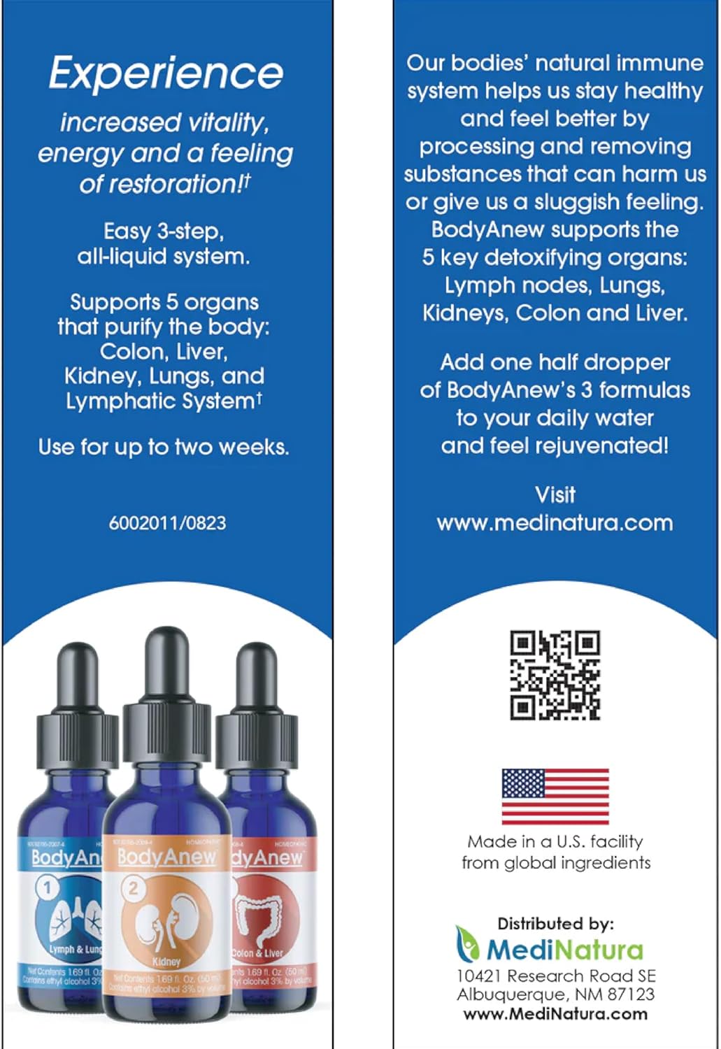 MediNatura BodyAnew Oral Drops 3 Step Homeopathic Cleanse - Whole Body Support - 150 ml Drops for Women & Men