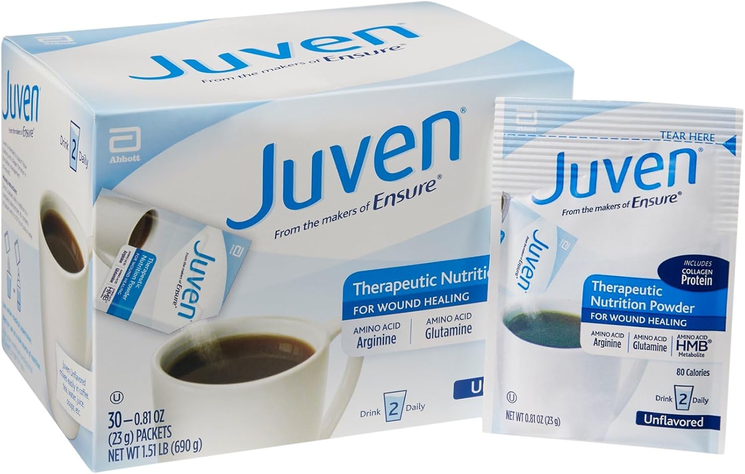 Medline Juven Powder Nutritional Supplement - 30 Count Unflavored Packets, 0.81 oz each