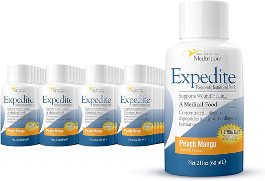 Medtrition Expedite Liquid Collagen - Supports Wound Healing, Surgery Recovery, Diabetic Foot Ulcers, Skin Health - 30x More Collagen Peptides - Pack of 48 Bottles