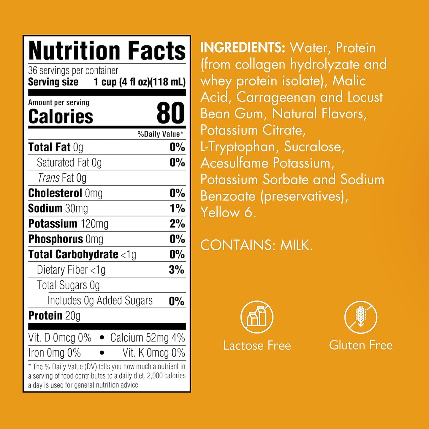 Medtrition Gelatein Orange: Sugar-Free Protein Gel Snack for Liquid Diets, Swallowing Issues, Bariatric, Dialysis, Oncology - 20g Protein (12 Pack)