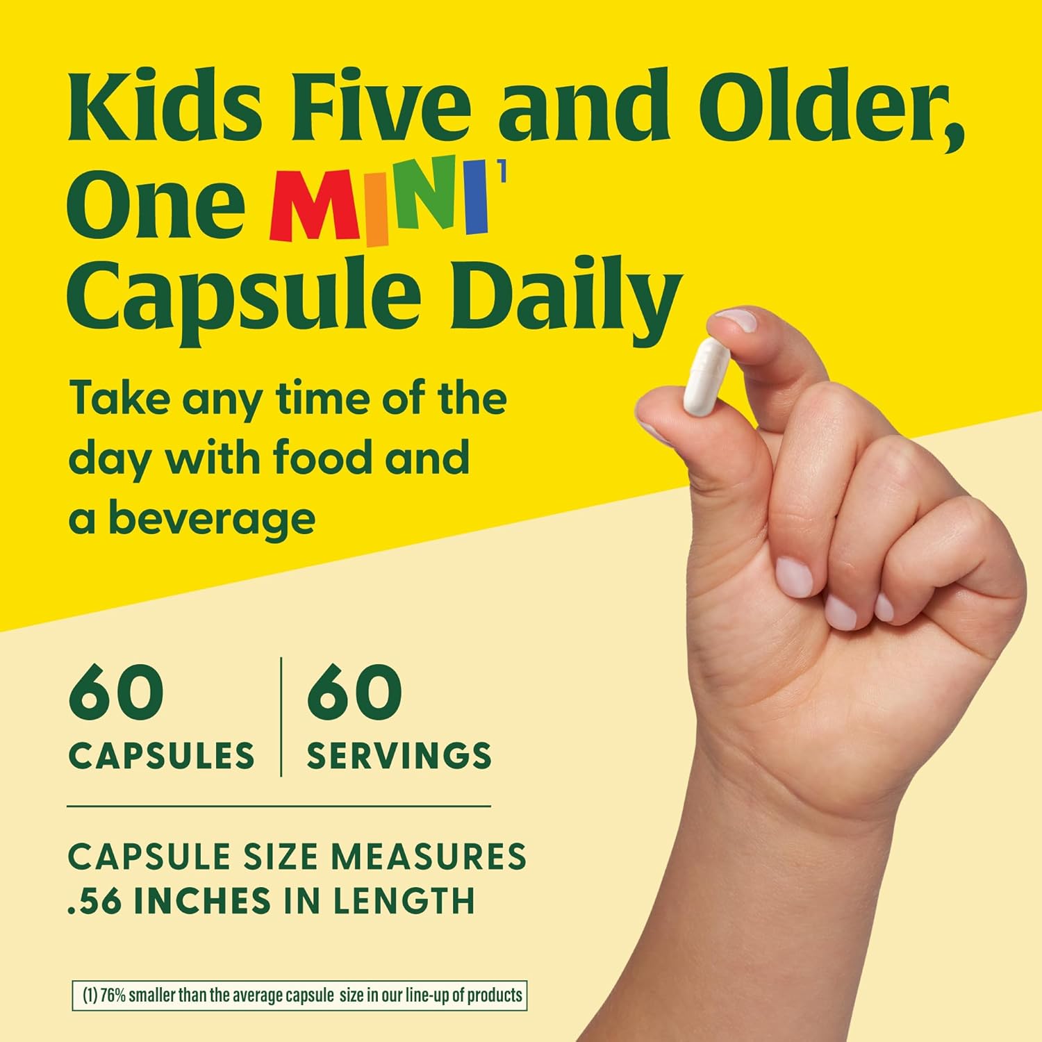 MegaFood MegaFlora Kids Probiotics - 5 Billion CFUs for Digestive Health - Non-GMO, Vegetarian - 60 Mini Capsules