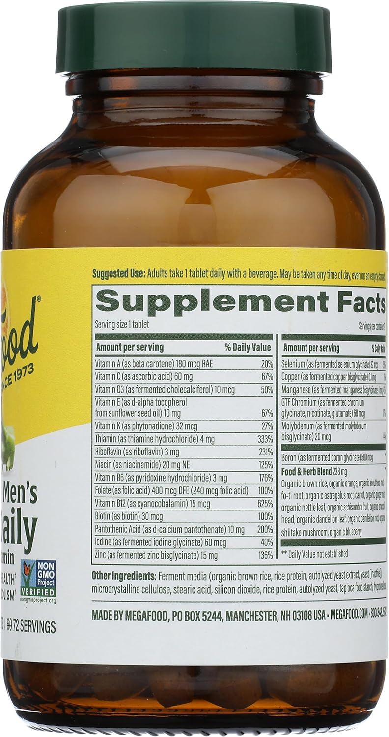 MEGAFOOD Men's One Daily Multivitamin - 72 Tablets
