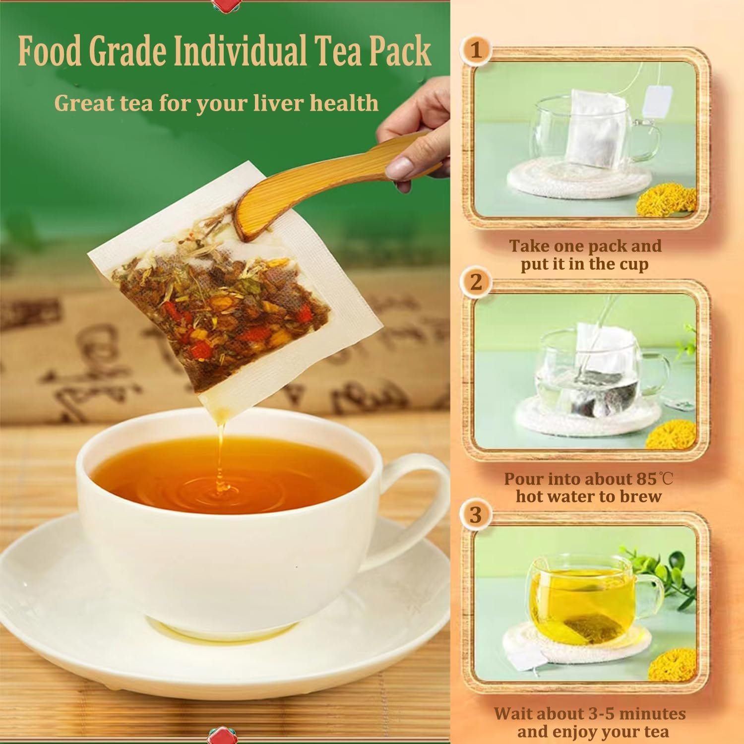 Meideal Liver Tea with 18 Herbs - 2 Boxes (60 Bags) Liver Detox Tea with 18 Flavors