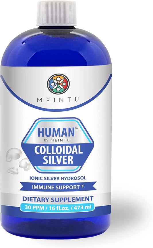 MEINTU Human™ Ultra-Pure Colloidal Silver 16oz Economy Refill - Premium Ionic Silver Hydrosol Supplement for Immune Support