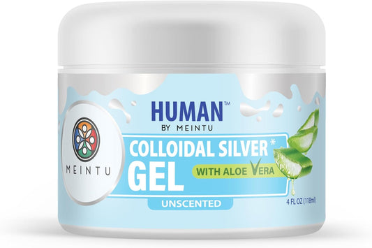 MEINTU Human™ Ultra-Pure Colloidal Silver Gel with Aloe Vera - 4 oz - 75 PPM - Skin Hydrosol Gel Solution for All Ages