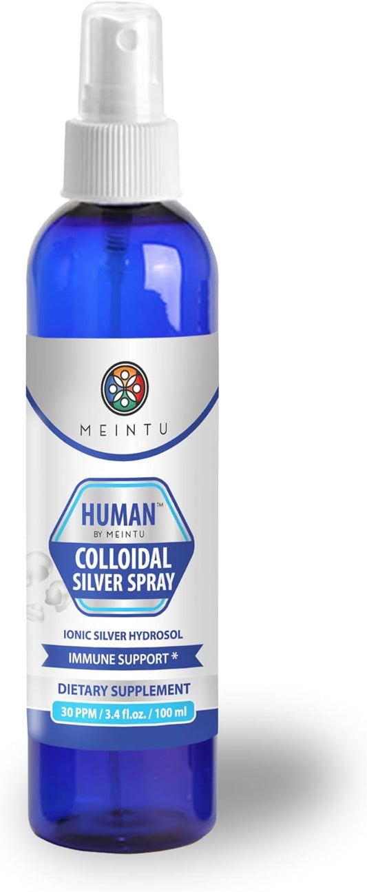MEINTU Human™ Ultra-Pure Colloidal Silver Spray - 100ml, 30PPM Travel Size Immune Support Supplement for Adults, Kids, Pets