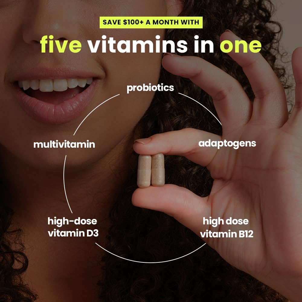 Mela Daily Essentials Multivitamin for Melanated Women - Vitamin D3, B12, Probiotics, Lion's Mane, Ceylon Cinnamon - Vegan, Gluten Free, Non-GMO - 30 Day Supply (60 Capsules)