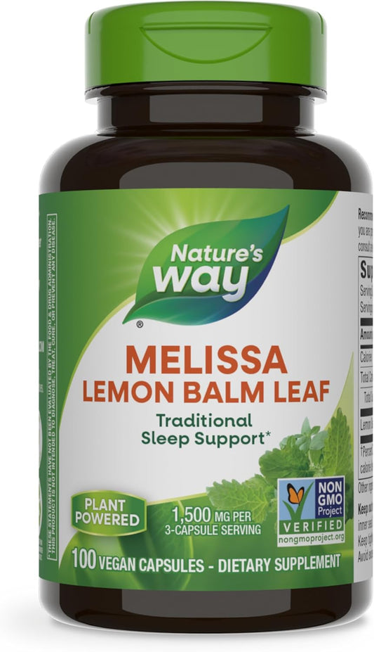 Melissa Lemon Balm Leaf Capsules - Natural Sleep Support Supplement, 1,500mg per Serving, Non-GMO, 100 Vegan Capsules