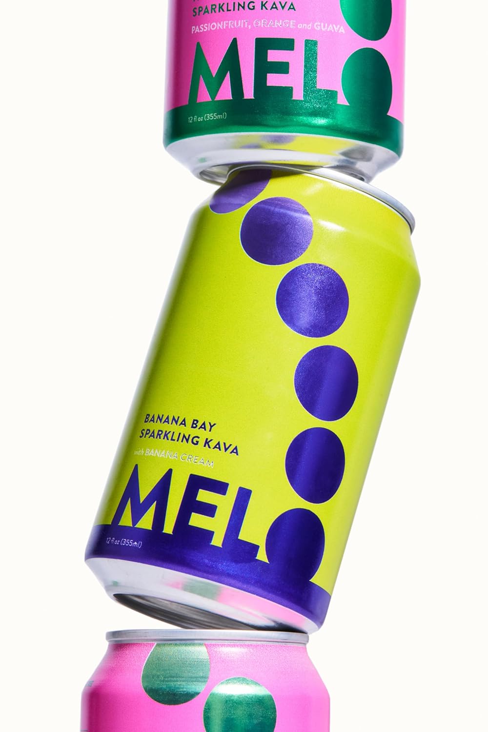 Melo Sparkling Kava Drink, Banana Cream Flavor, Sugar-Free Non-Alcoholic Beverage - Zero Calories, Gluten-Free, Vegan, 100% Natural Mocktail with 100mg Kava Root - 6 Pack of 12 oz Cans