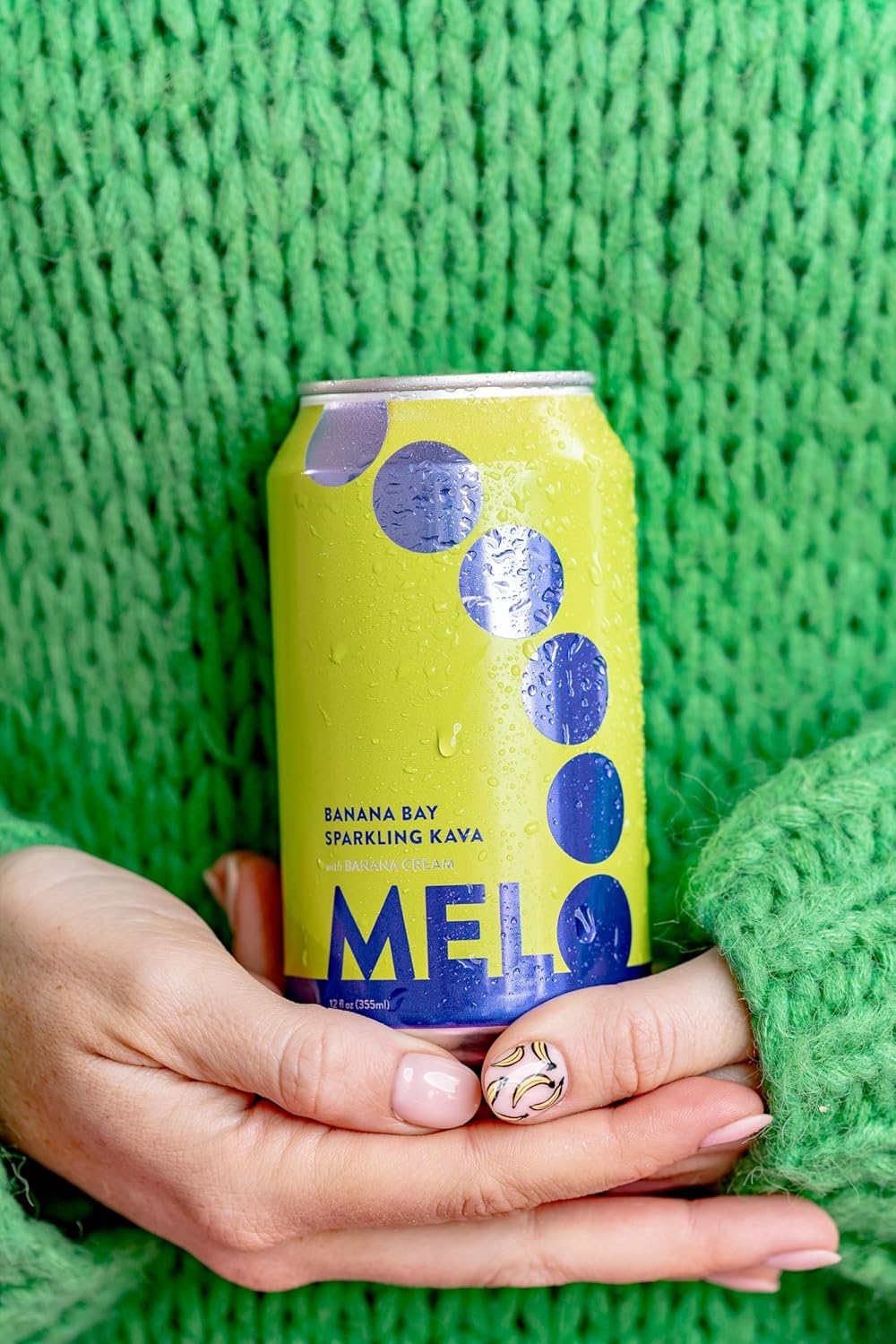 Melo Sparkling Kava Drink, Banana Cream Flavor, Sugar-Free Non-Alcoholic Beverage - Zero Calories, Gluten-Free, Vegan, 100% Natural Mocktail with 100mg Kava Root - 6 Pack of 12 oz Cans