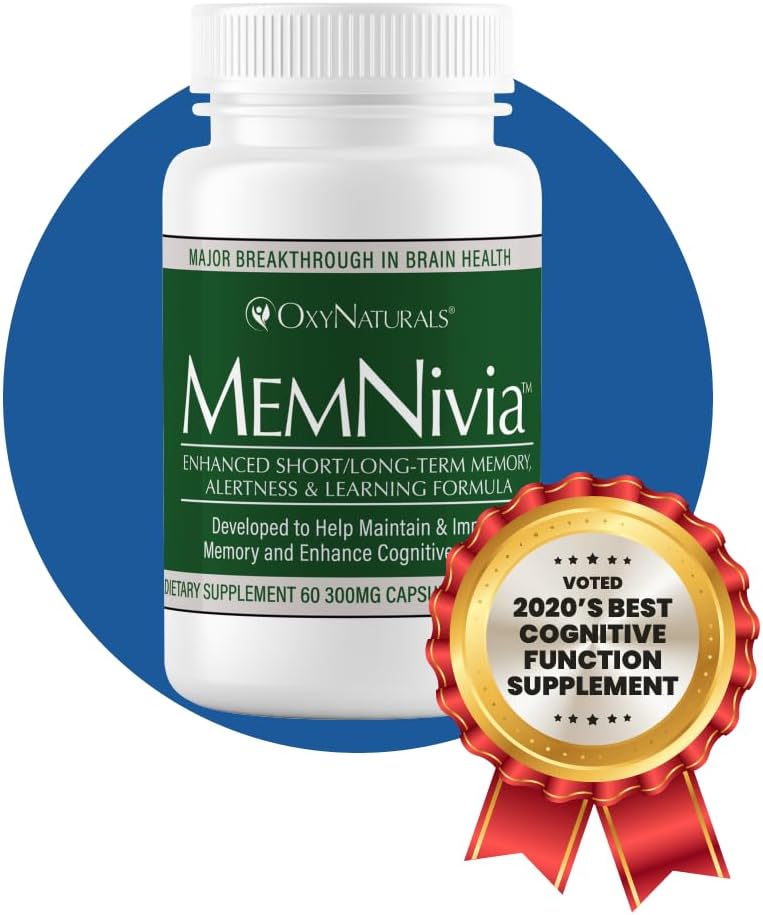 MemNivia Brain Supplement with Award-Winning Natural Ingredients - Clinically Tested for Memory, Focus, and Sharper Thinking - 30 Servings
