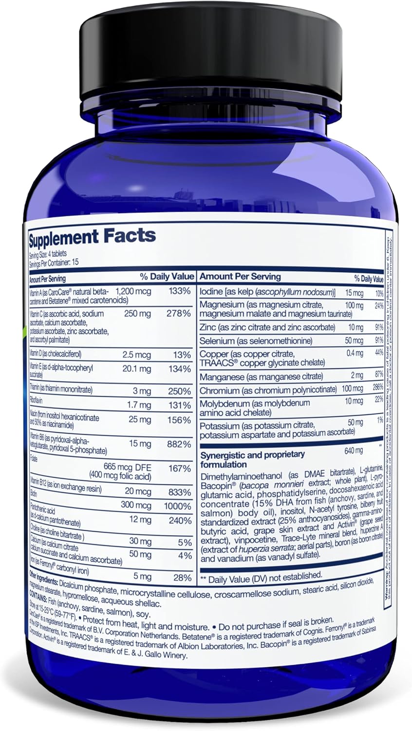 Memory and Concentration Boosting Brain Supplement with Multivitamin - 60 Count (Pack of 2)