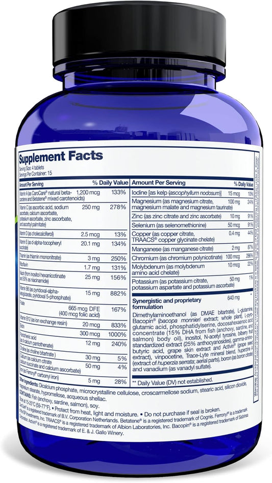 Memory and Concentration Boosting Brain Supplement with Multivitamin - 60 Count (Pack of 2)