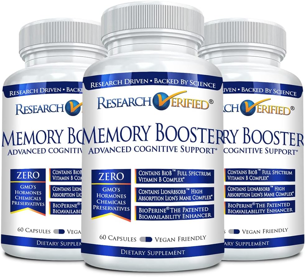 Memory Booster Nootropic Supplement - Enhance Cognition & Memory - Lion’s Mane, Ginkgo Biloba, BioPerine - 3 Month Supply - Non-GMO, USA Made