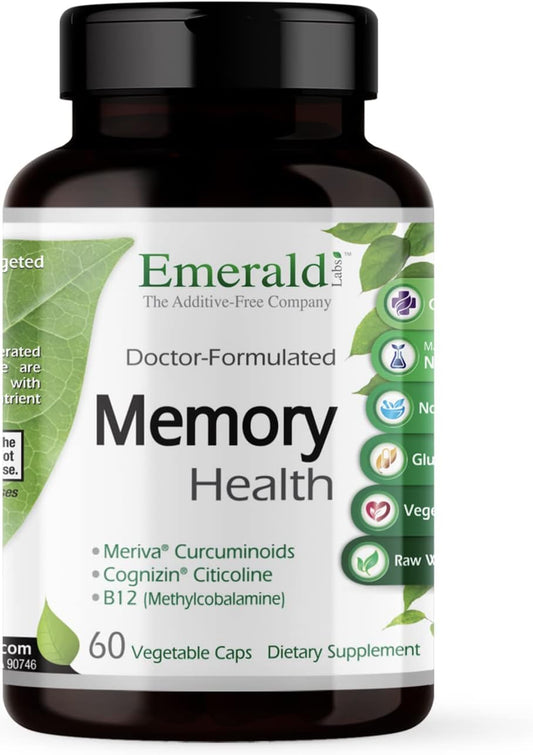 Memory Health Supplement with Meriva Turmeric & Vitamin B12 - Boost Energy and Focus - 60 Veg Capsules - Brain Health & Memory Support