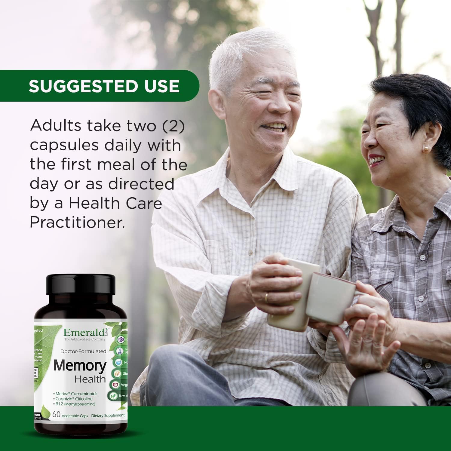 Memory Health Supplement with Meriva Turmeric & Vitamin B12 - Boost Energy and Focus - 60 Veg Capsules - Brain Health & Memory Support