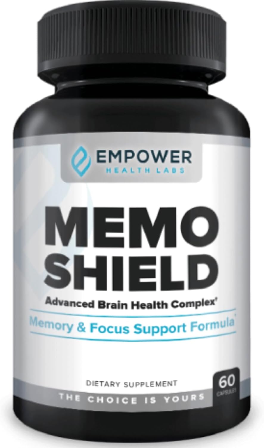 MemoShield Brain Health Supplement - Enhanced Memory Support with Lion's Mane, Bacopa Monnieri, and Ginkgo Biloba - Cognitive Function and Brain Health Formula - 60 Capsules by Empower Health Labs
