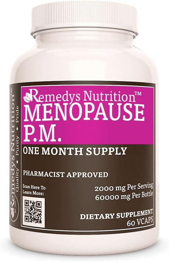 Menopause PM Herbal Dietary Supplement | 1,000 mg, 60 Vegan Capsules | Two Month Supply | Non-GMO & Additive-Free