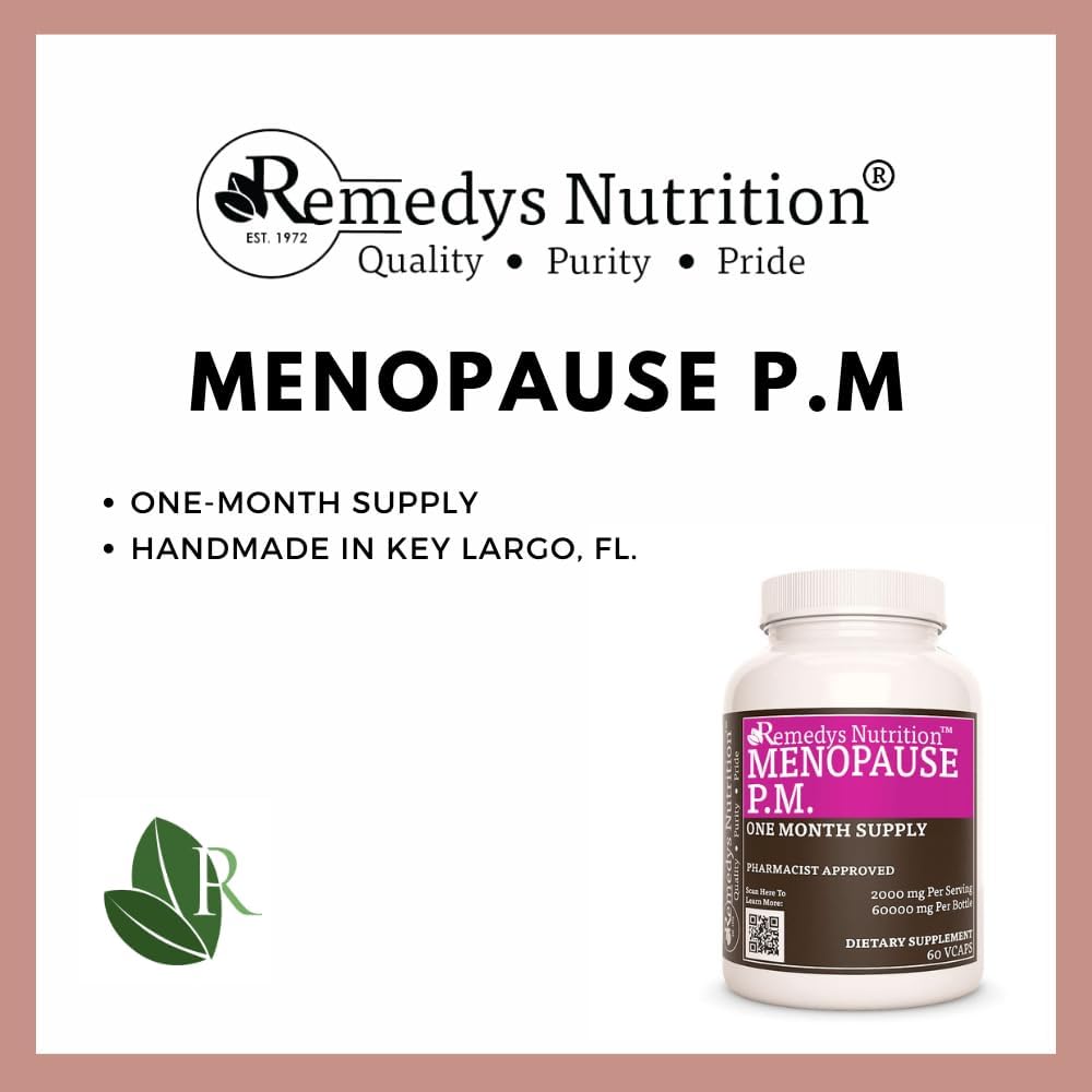 Menopause PM Herbal Dietary Supplement | 1,000 mg, 60 Vegan Capsules | Two Month Supply | Non-GMO & Additive-Free