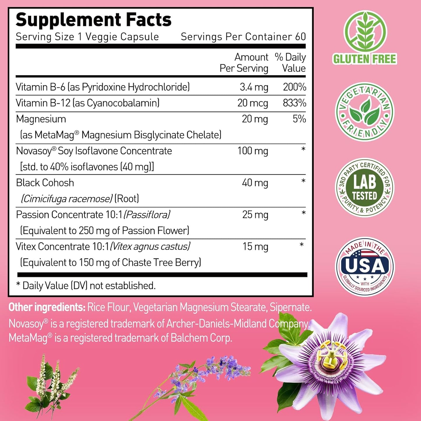 Menopause Relief Capsules for Women - Novasoy Soy Isoflavone & Herbal Blend with Vitamins & Minerals, 60 Count
