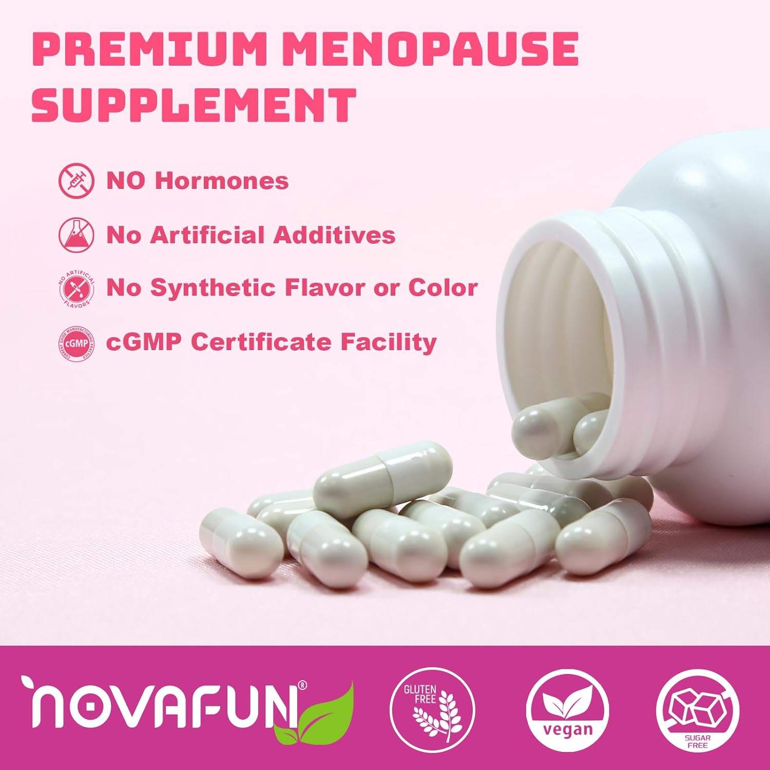 Menopause Relief Capsules for Women - Novasoy Soy Isoflavone & Herbal Blend with Vitamins & Minerals, 60 Count