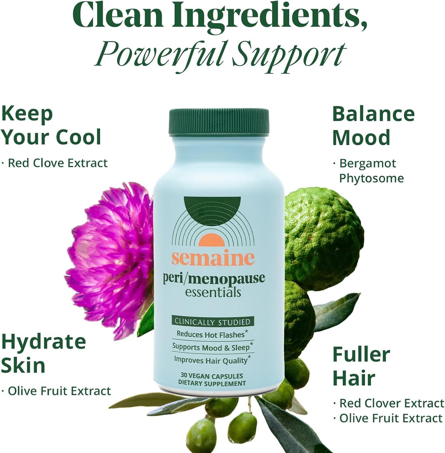 Menopause Relief Supplement - Fuller Hair, Hot Flash Relief, Hormone Balance, Improved Sleep - 30 Ct. - Clinically-Proven Formula