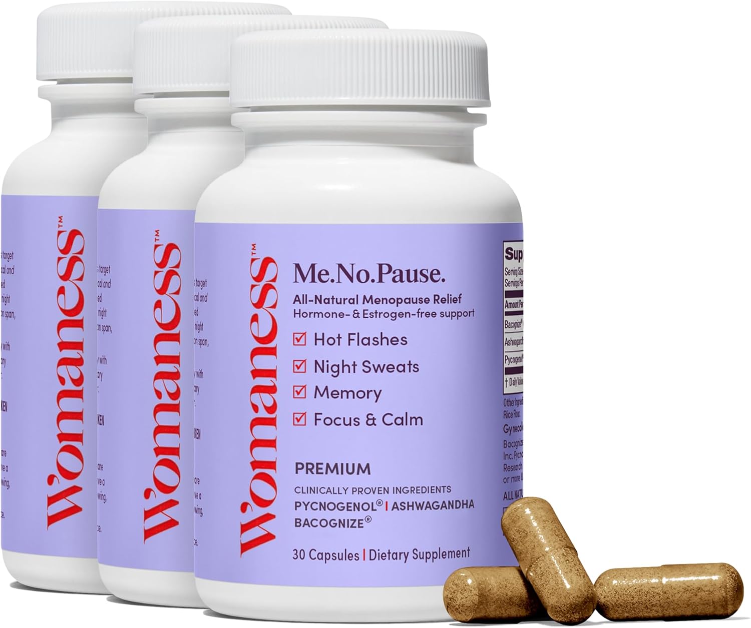 Menopause Relief Supplements for Women - Hot Flashes, Night Sweats, Vaginal Dryness, Brain Fog & Mood Support - Hormone & Estrogen-Free (3 Pack)