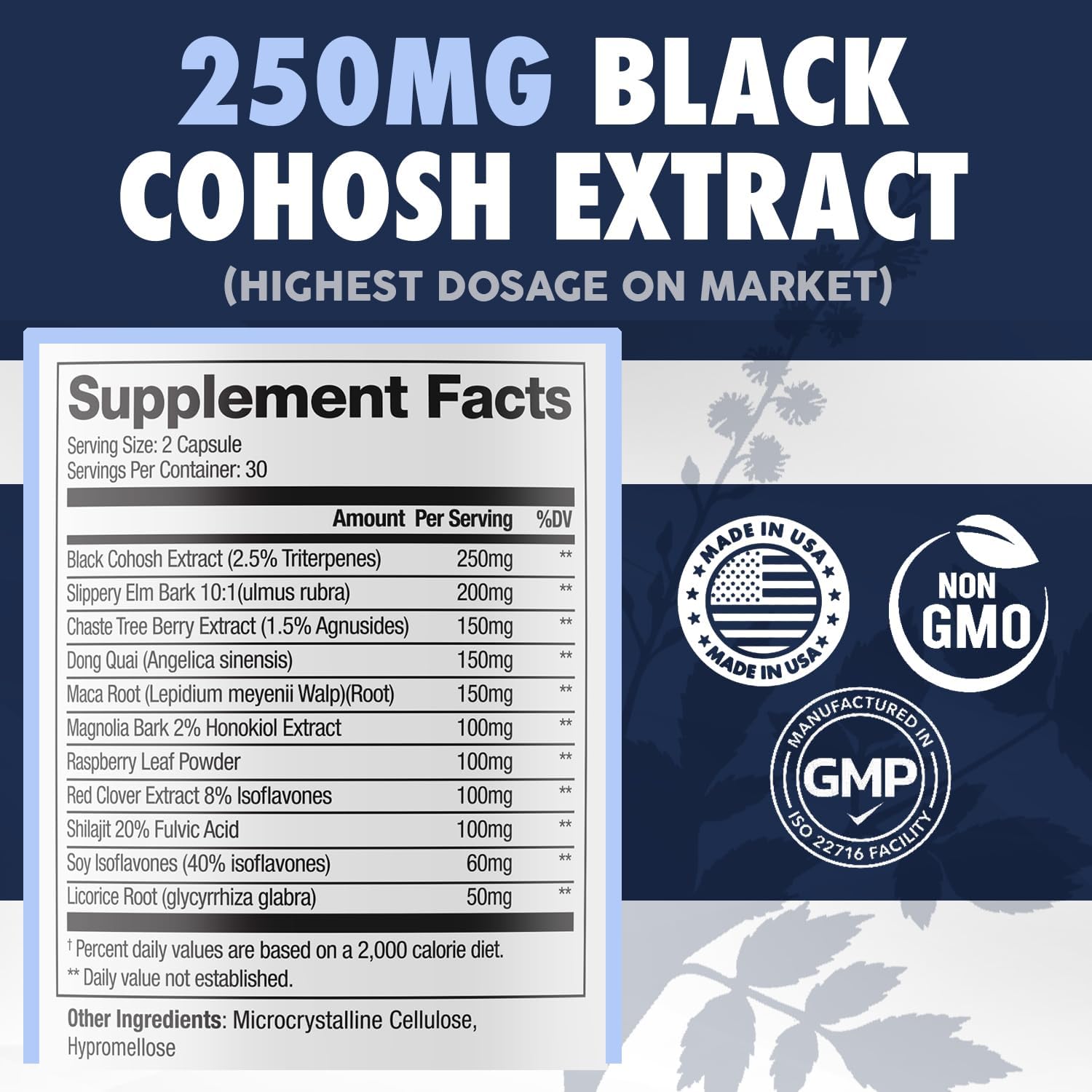 Menopause Relief Supplements for Women - Natural Support for Hot Flashes, Night Sweats & Mood Swings - Includes Black Cohosh - 30 Day Supply
