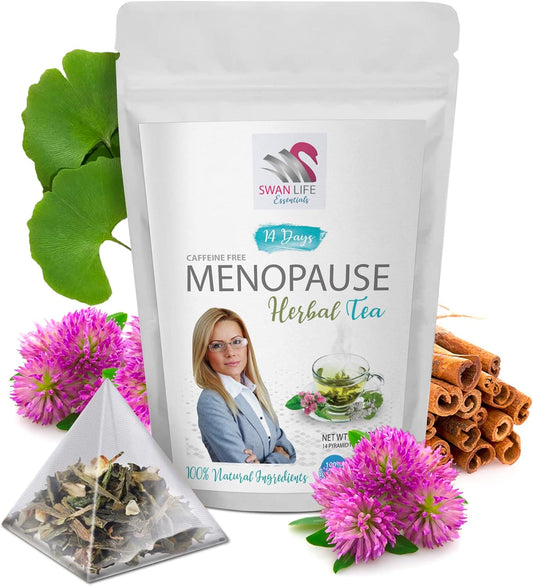 Menopause Relief Tea - Natural Relief for Hot Flashes & Menopause Symptoms - Black Cohosh, Red Clover, Green Tea, Licorice - 14 Day Supply - 1 Pack
