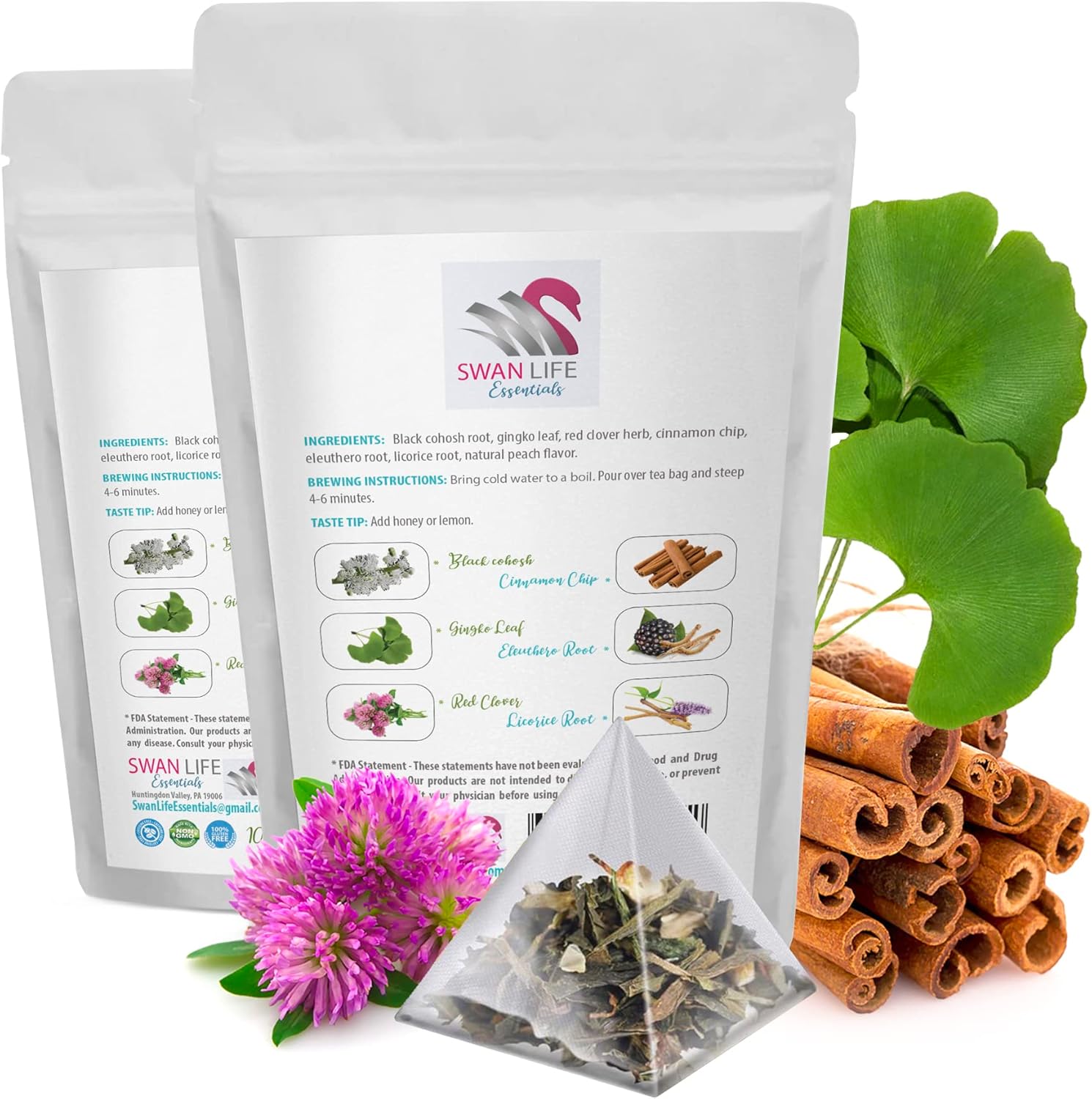 Menopause Relief Tea - Natural Relief for Hot Flashes & Menopause Symptoms - Black Cohosh, Red Clover, Green Tea, Licorice - 14 Day Supply - 1 Pack