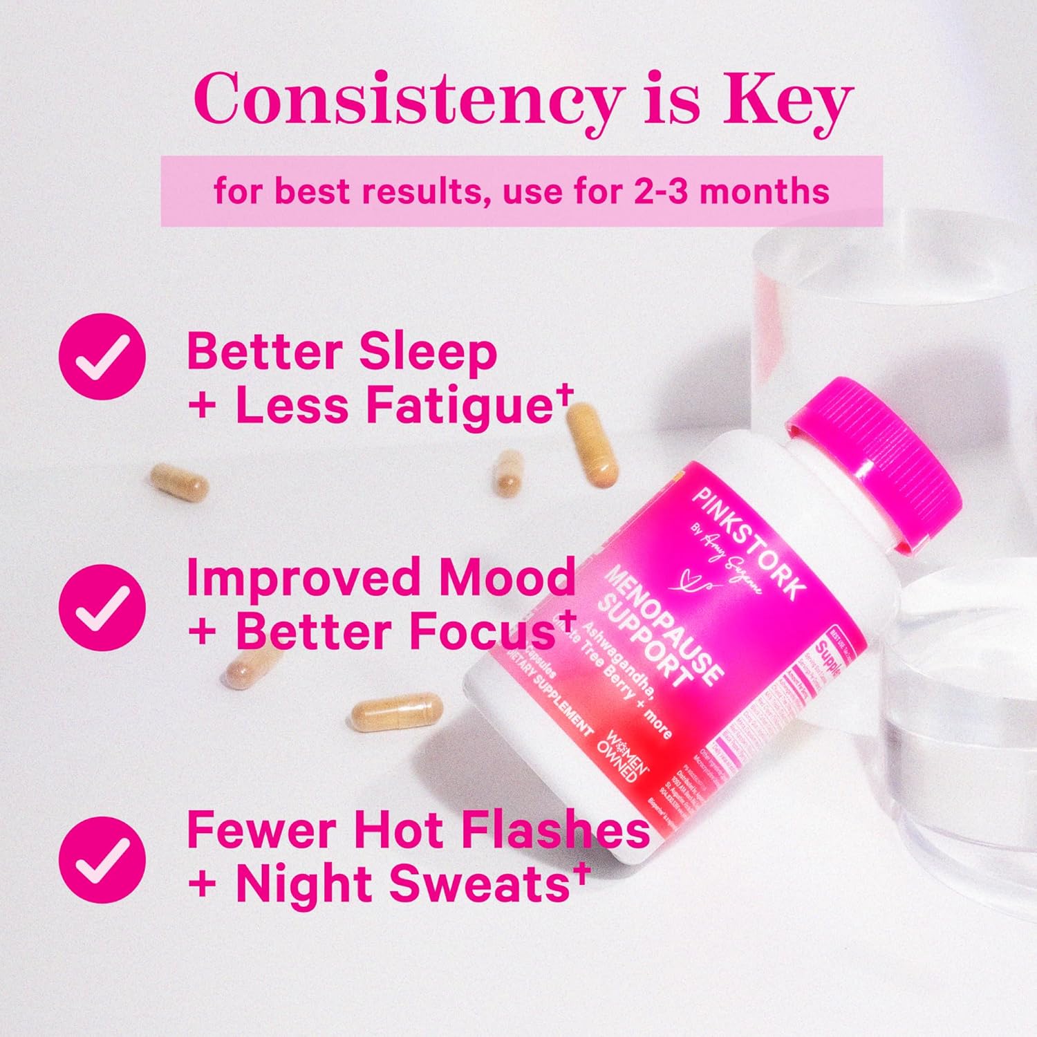 Menopause Support Bundle: Pink Stork Supplement & Progesterone Cream with Ashwagandha, Black Cohosh, Wild Yam - Hormone Balance & Mood Support