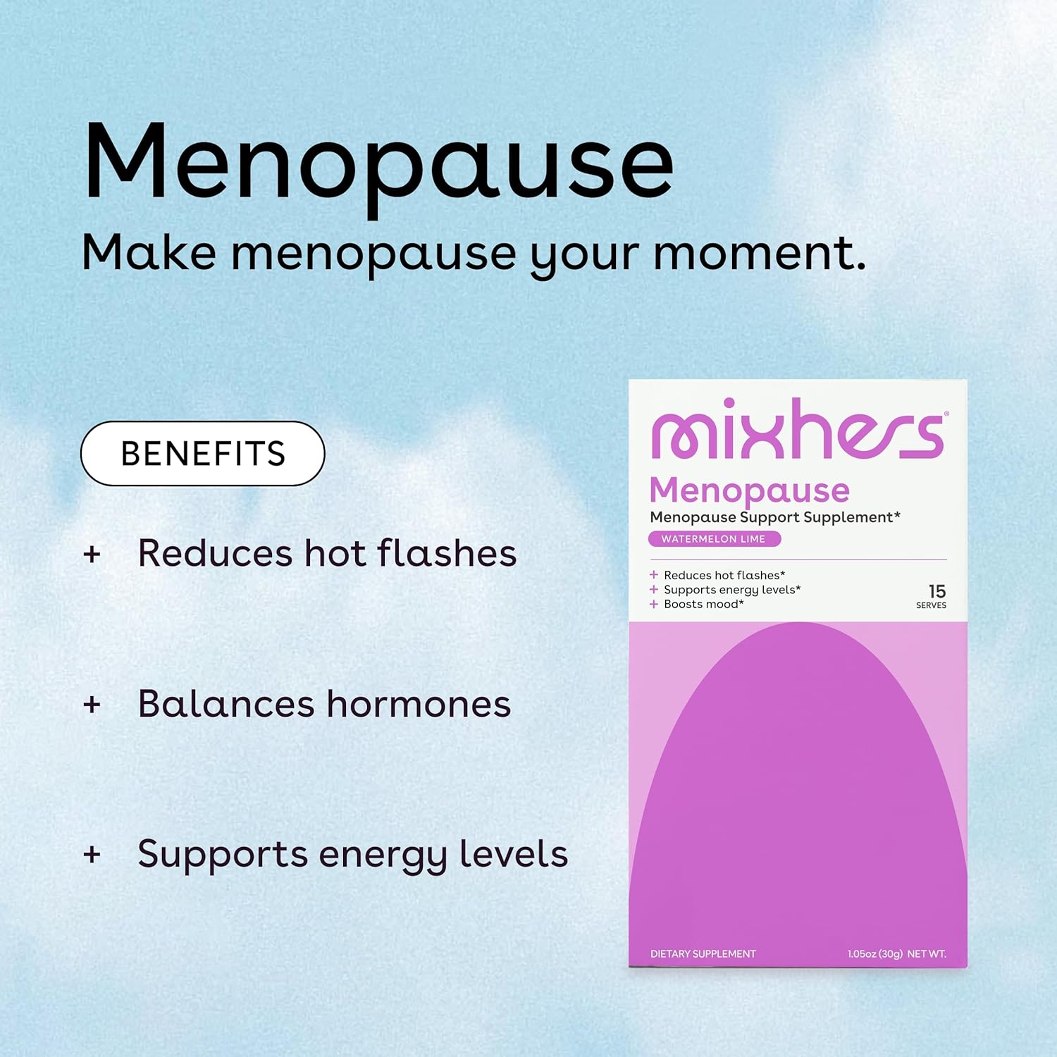 Menopause Support Drink Mix with Maca Root & Black Cohosh - Hormone Balance Multivitamin for Women - Sugar Free Vegan Formula - 15 Packets - Watermelon Lime Flavor