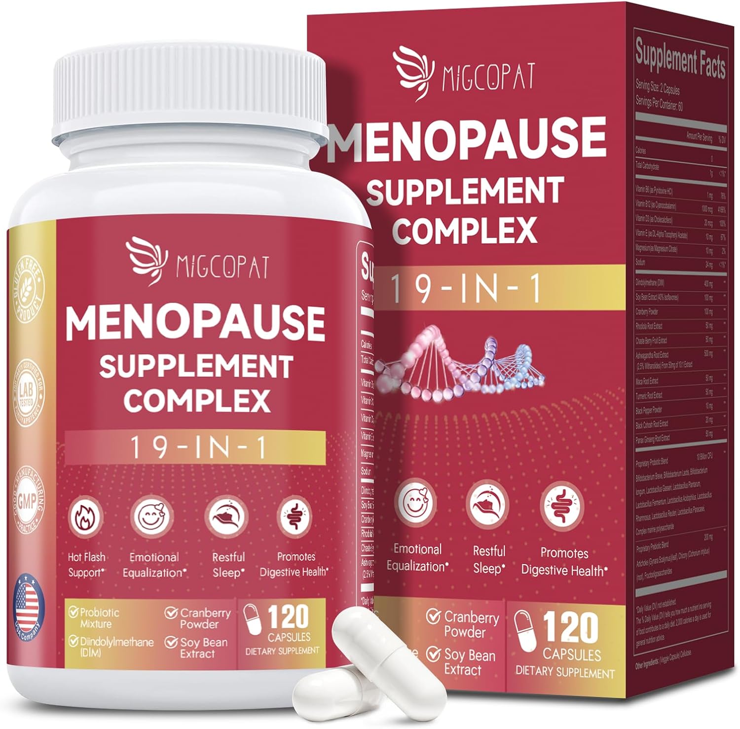 Menopause Support: Probiotic Multivitamin with DIM for Hormonal Balance - Hot Flashes, Night Sweats, Mood, Sleep - Vegan - 120 Capsules - BoostGo Australia