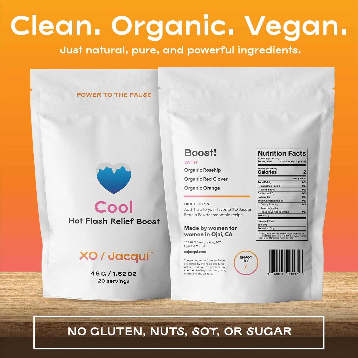 Menopause Support Protein Powder with Organic Ingredients for Hot Flash Relief and Symptom Management