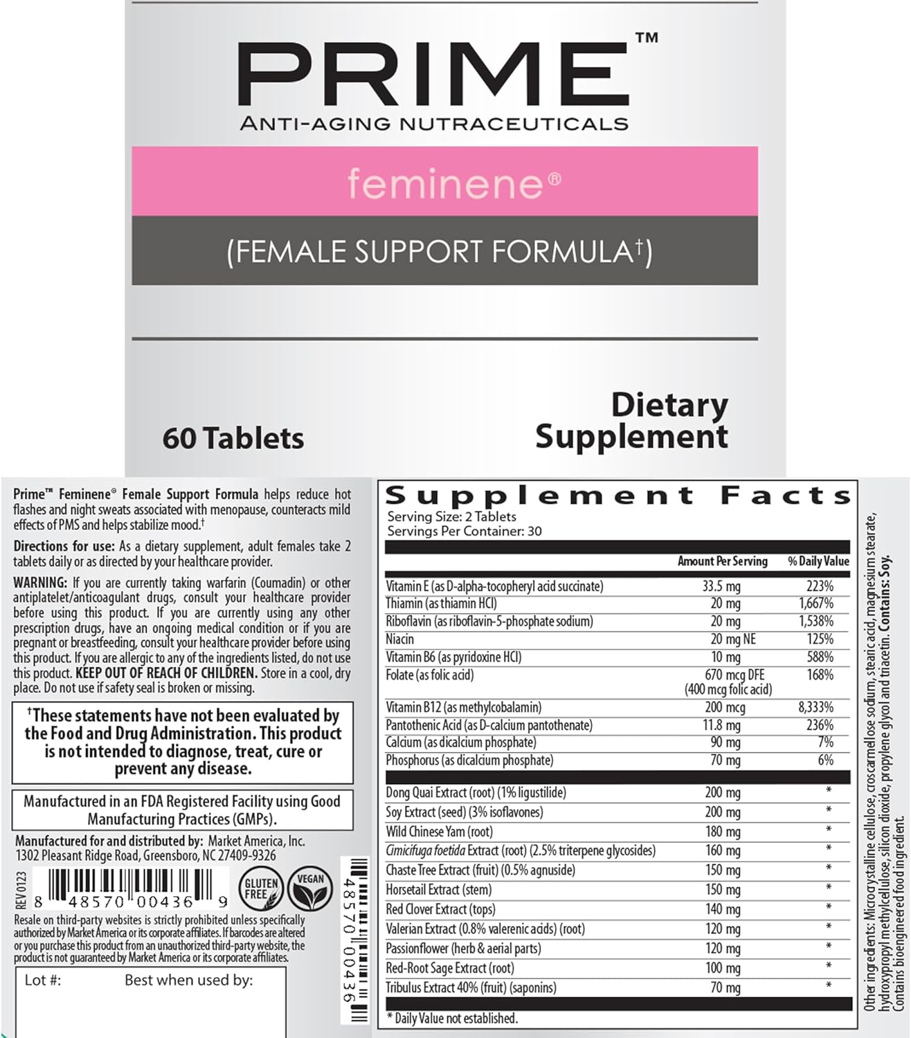 Menopause Support Supplement to Reduce Hot Flashes and Night Sweats, Promotes Mood Stability - Prime by Market America (30 Servings)
