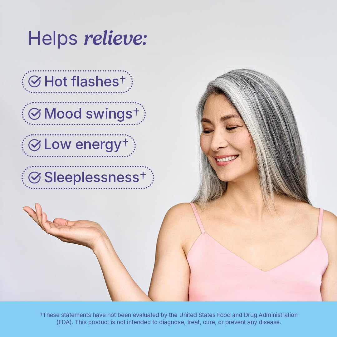 Menopause Symptom Relief Dietary Supplement - Hormonal Balance, Hot Flash & Night Sweat Reduction, Mood Swing Relief - Clinically Proven, Hormone-Free - 30 Servings