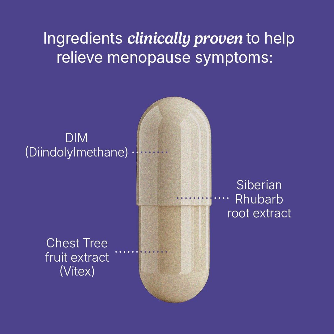 Menopause Symptom Relief Dietary Supplement - Hormonal Balance, Hot Flash & Night Sweat Reduction, Mood Swing Relief - Clinically Proven, Hormone-Free - 30 Servings