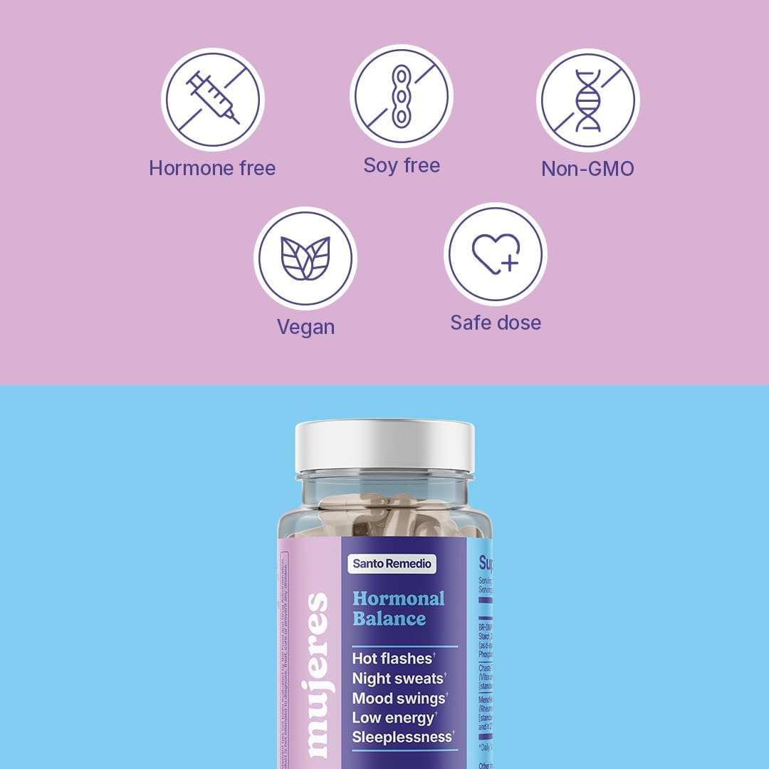 Menopause Symptom Relief Dietary Supplement - Hormonal Balance, Hot Flash & Night Sweat Reduction, Mood Swing Relief - Clinically Proven, Hormone-Free - 30 Servings