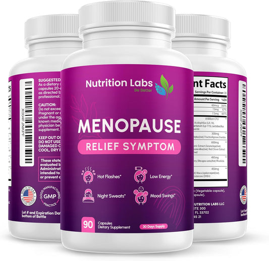 Menopause Symptom Relief Supplement for Women - Vegan Ingredients, Drug-Free, Non-GMO - 90 Count