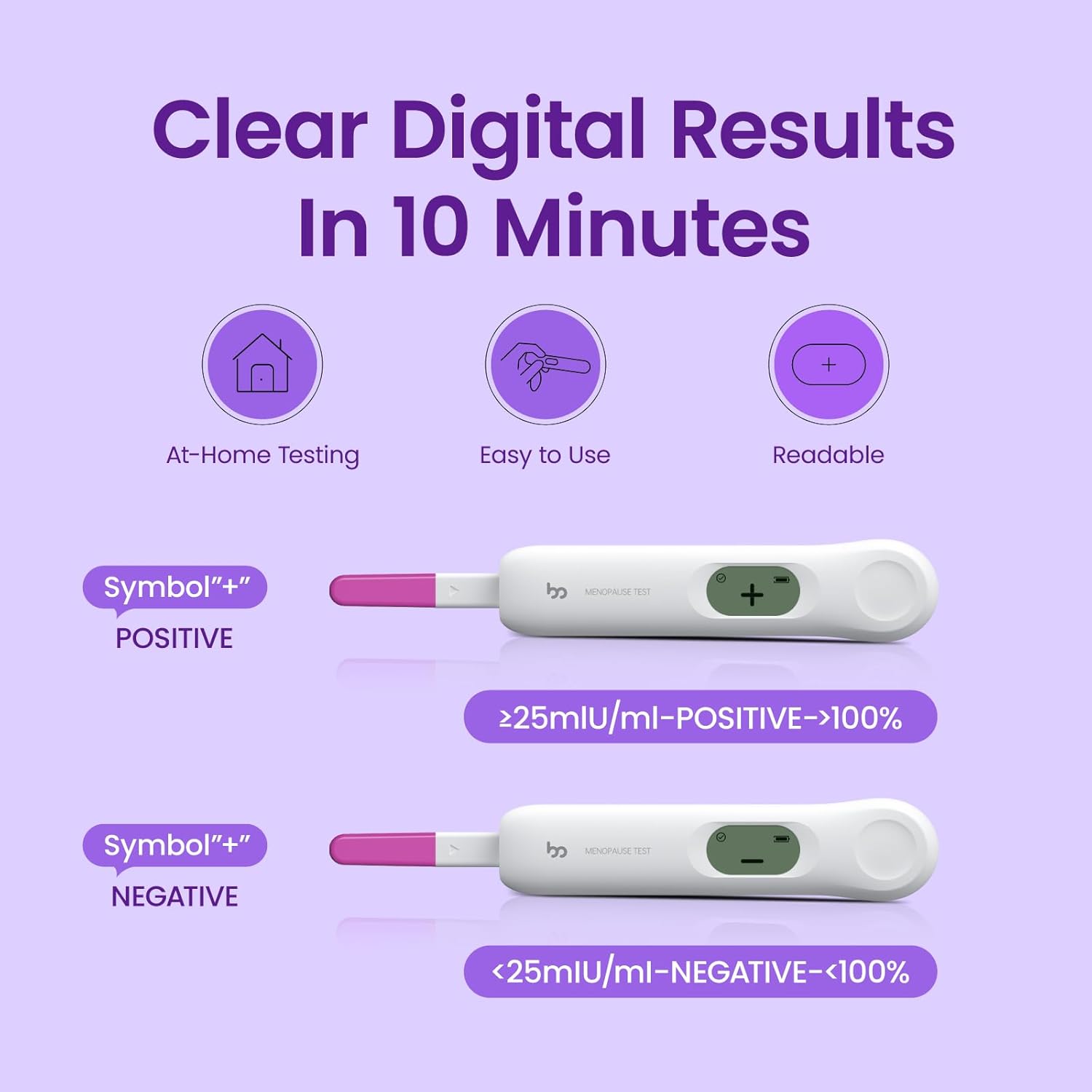 Menopause Test Kit - 10PK Digital FSH Test Sticks for Women, Over 99% Accurate Results, Understand Ovarian Reserve at Home
