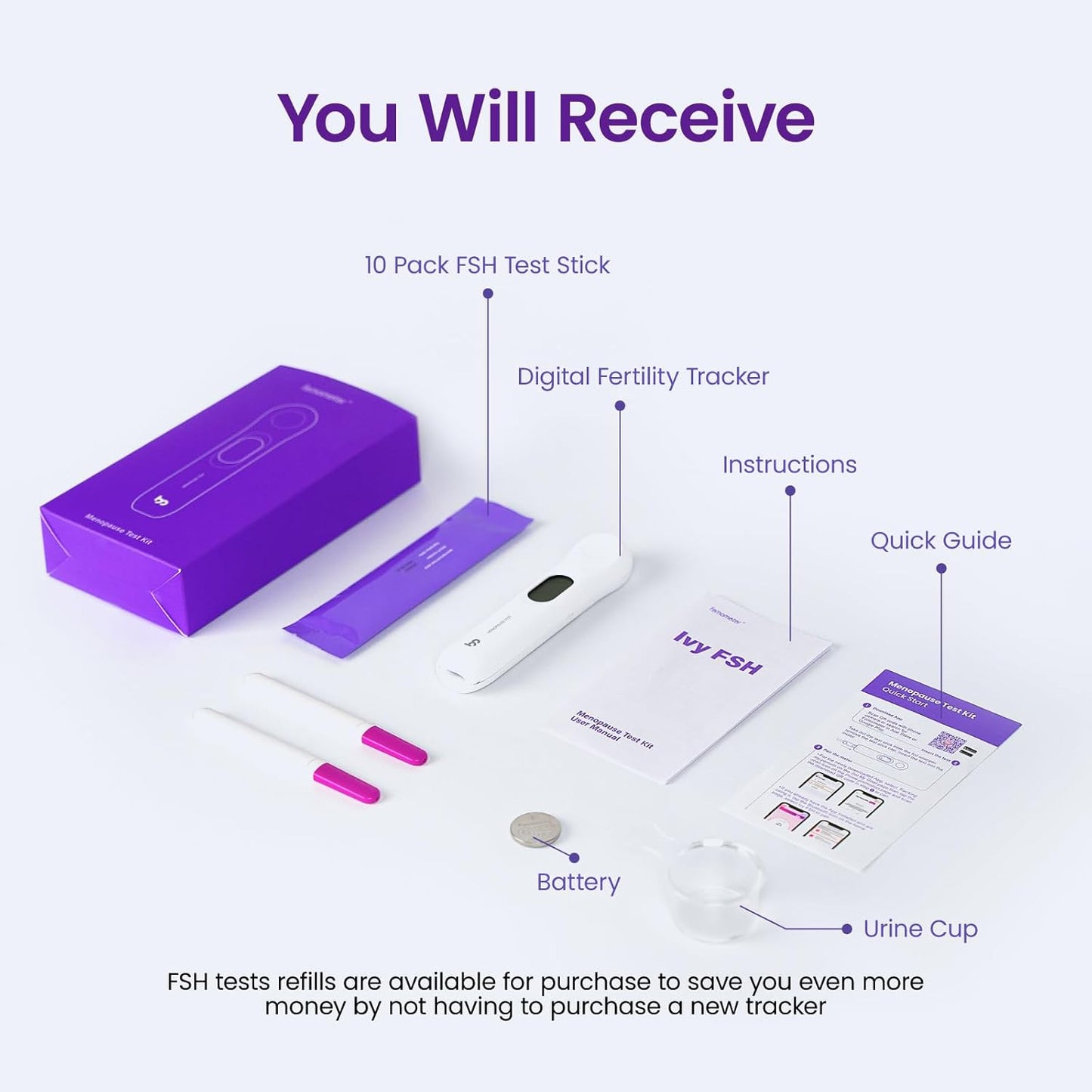 Menopause Test Kit - 10PK Digital FSH Test Sticks for Women, Over 99% Accurate Results, Understand Ovarian Reserve at Home