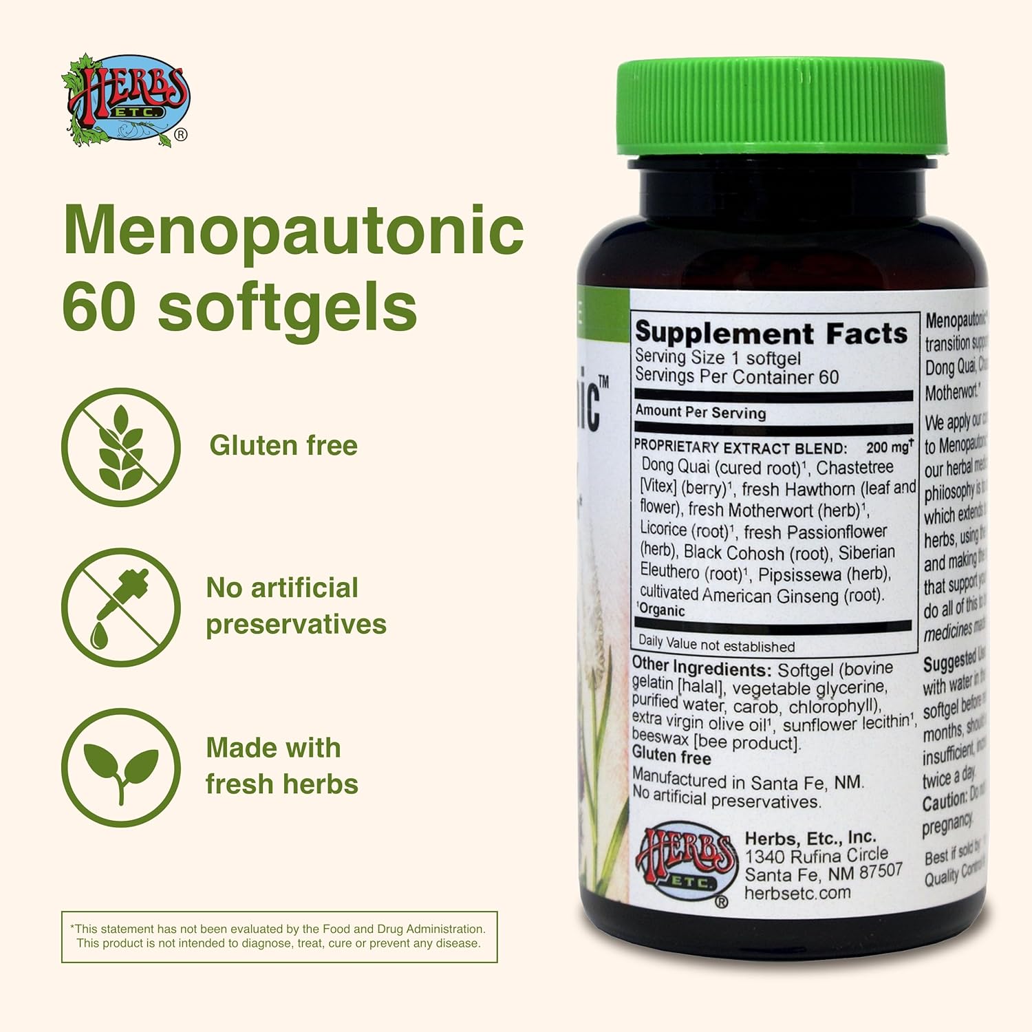 Menopautonic Menopausal Health Supplement with Chastetree Berry, Black Cohosh & Ginseng - Supports Hormonal Balance & Vaginal Health - 60 Softgels