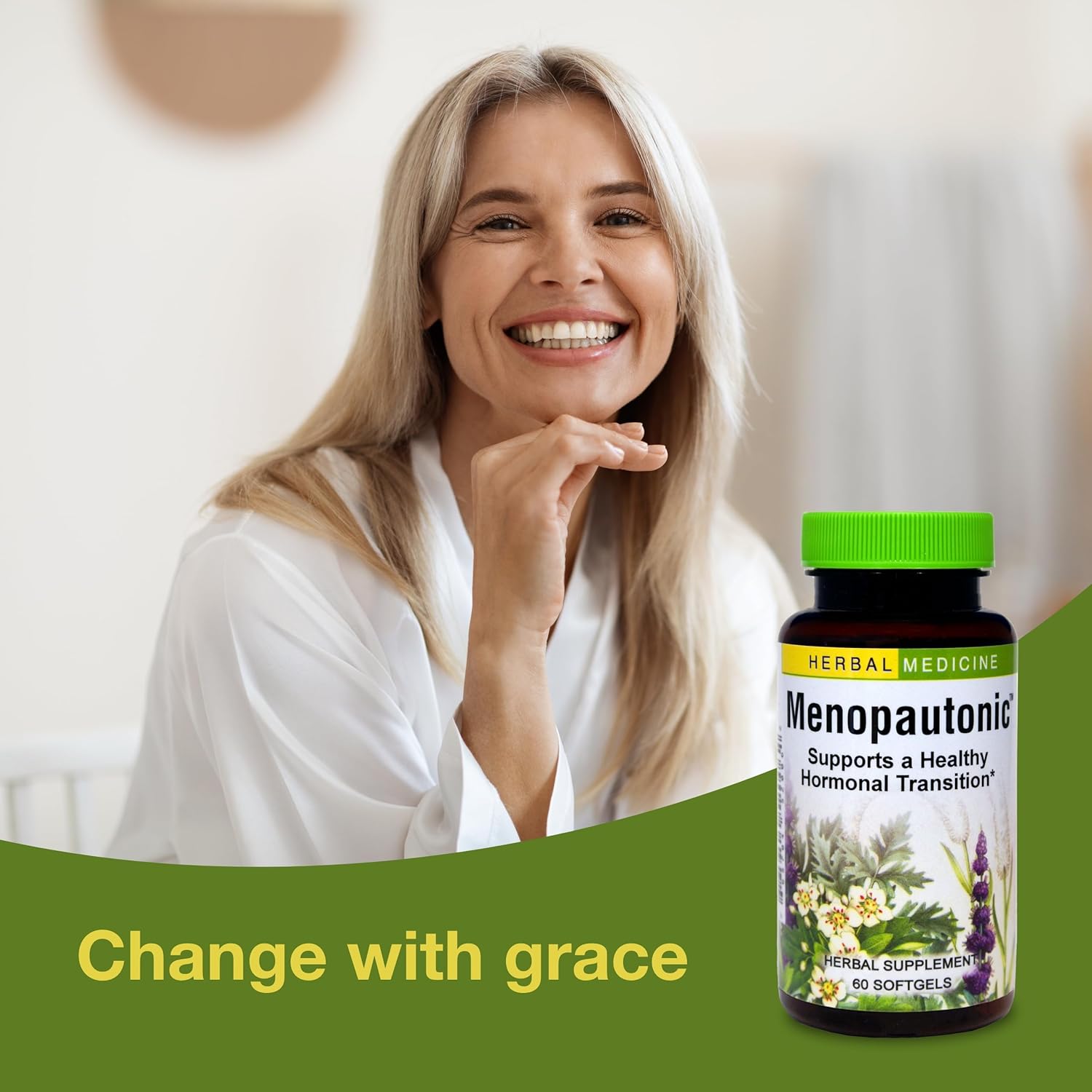 Menopautonic Menopausal Health Supplement with Chastetree Berry, Black Cohosh & Ginseng - Supports Hormonal Balance & Vaginal Health - 60 Softgels